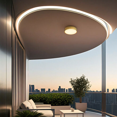 Channel LED 9 inch Painted Brass Outdoor Flush Mount